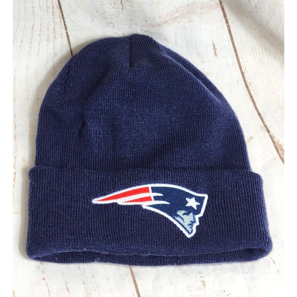 Navy Blue New England Patriots Embroidered Graphic Warm Scully Football Hat